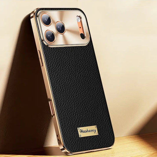 غطاء حماية لهاتف iPhone 17 Pro Max غطاء جلد طبيعي فخم بطبقة مطلية كامل الحماية تصميم فاخر للأعمال